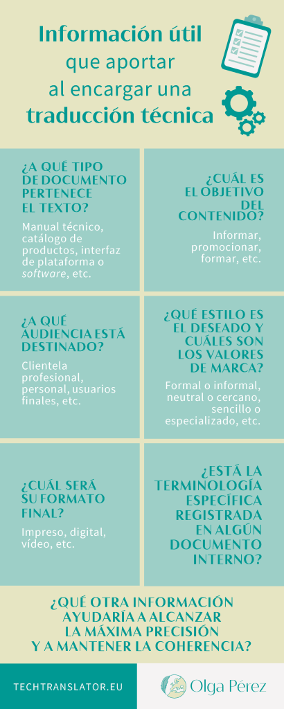 Información útil que aportar al encargar traducciones técnicas